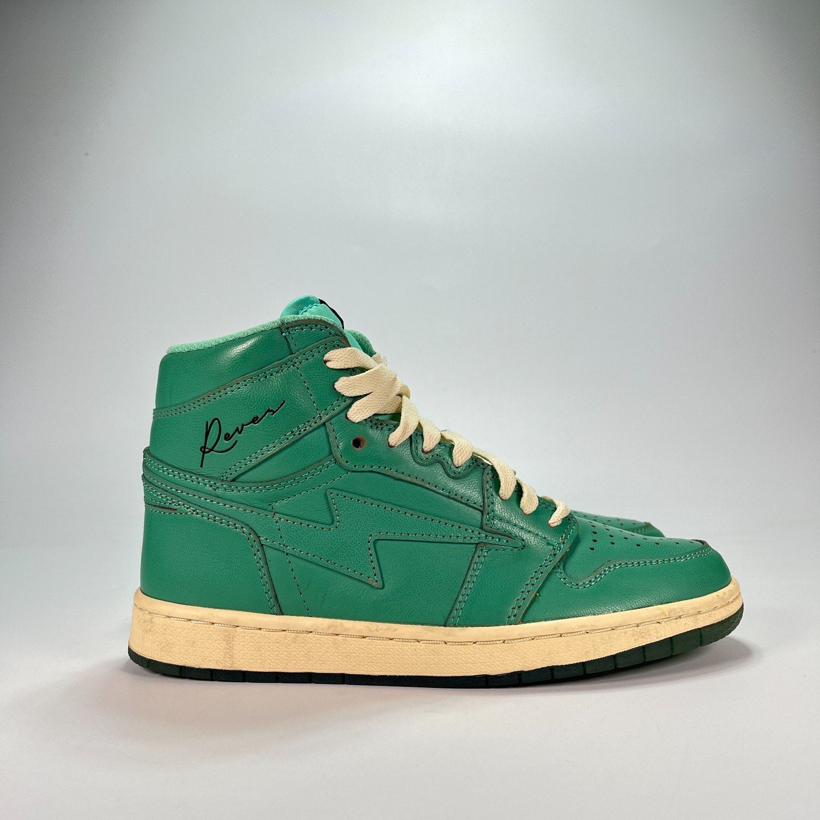 Reves Paris Air Kiy 85 Hi Statue Of Liberty Green Leather Sneakers Mens Size 7.5